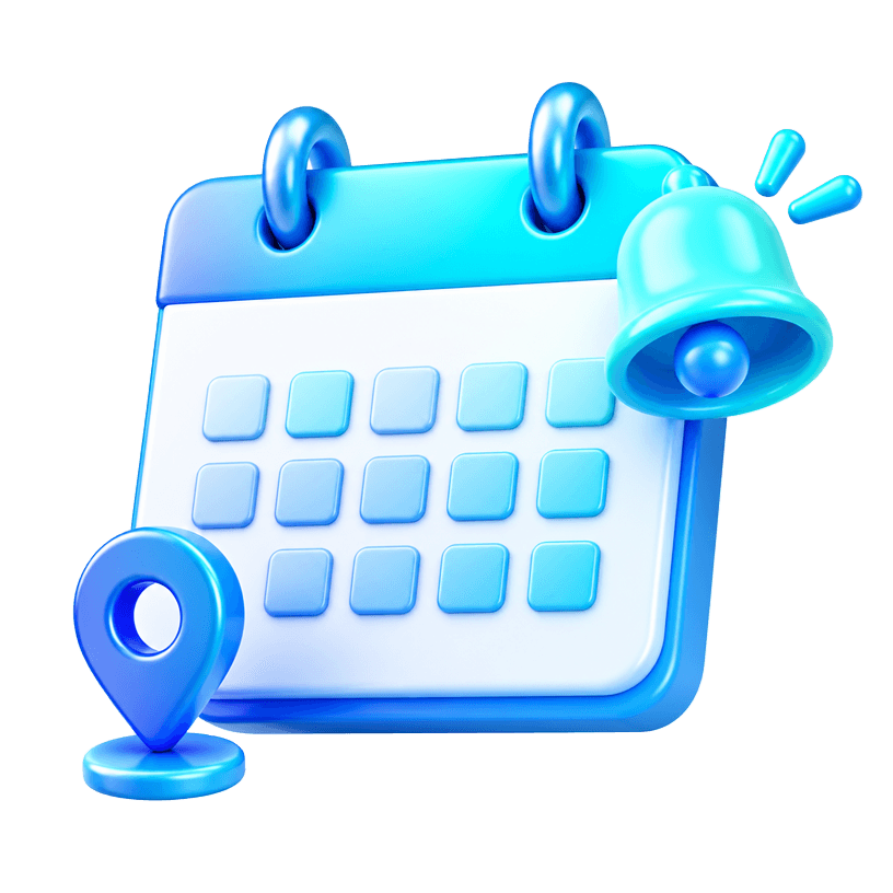 Calendario 3D con campana de recordatorio